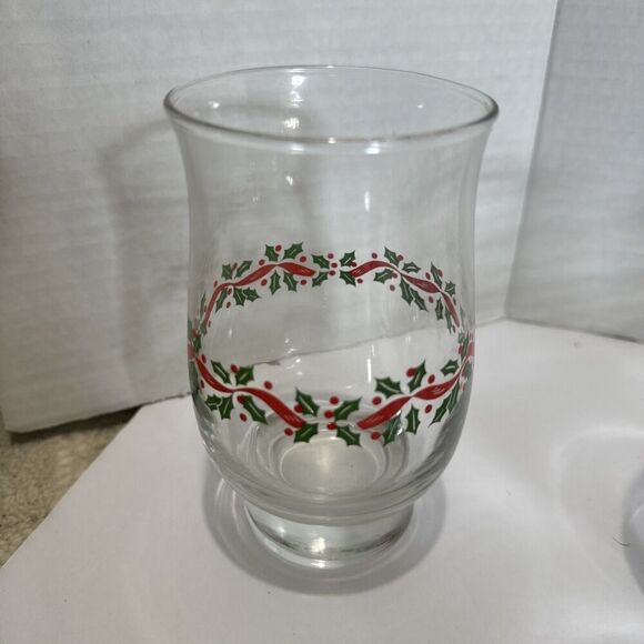 Libbey‎ Christmas Glasses Ribbons And Holly Set Of 8 - Picture 1 of 6